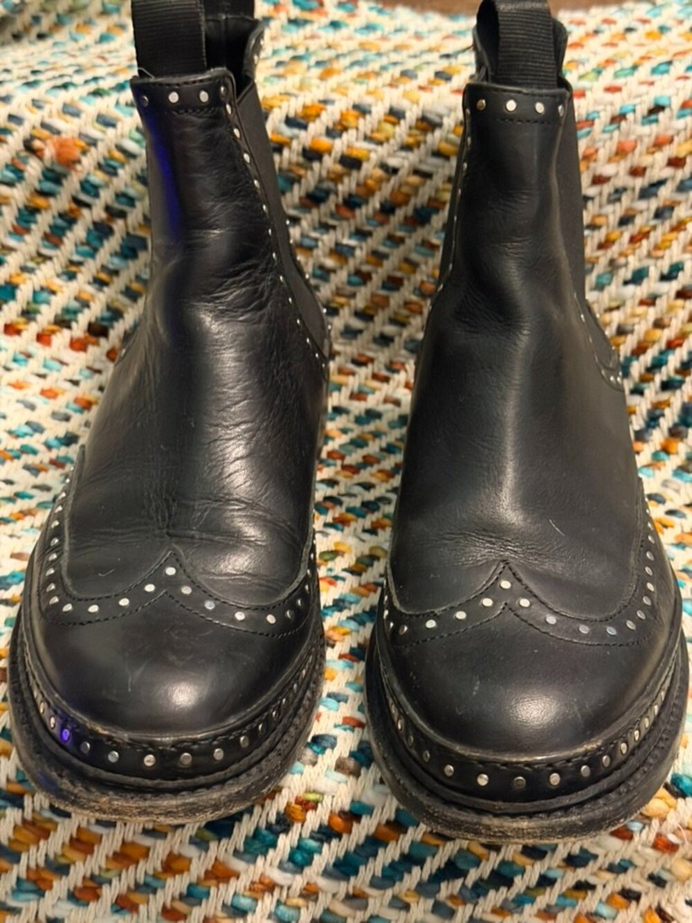 Rag & Bone Benson Chelsea Boots Black Studded Leather Ankle Boots 38 / 7.5 - Picture 15 of 16